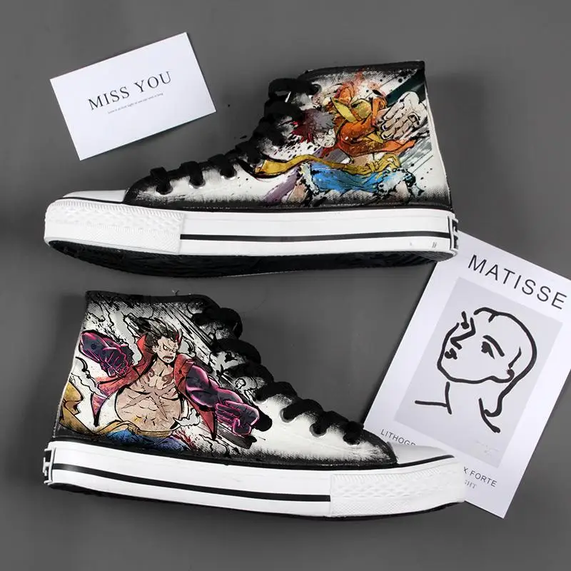 2023 New Anime One Piece Canvas Sneakers Casual Shoes Unisex Cartoon Luffy Roronoa Printing Comfortable Flat 2 - One Piece Shoes Store