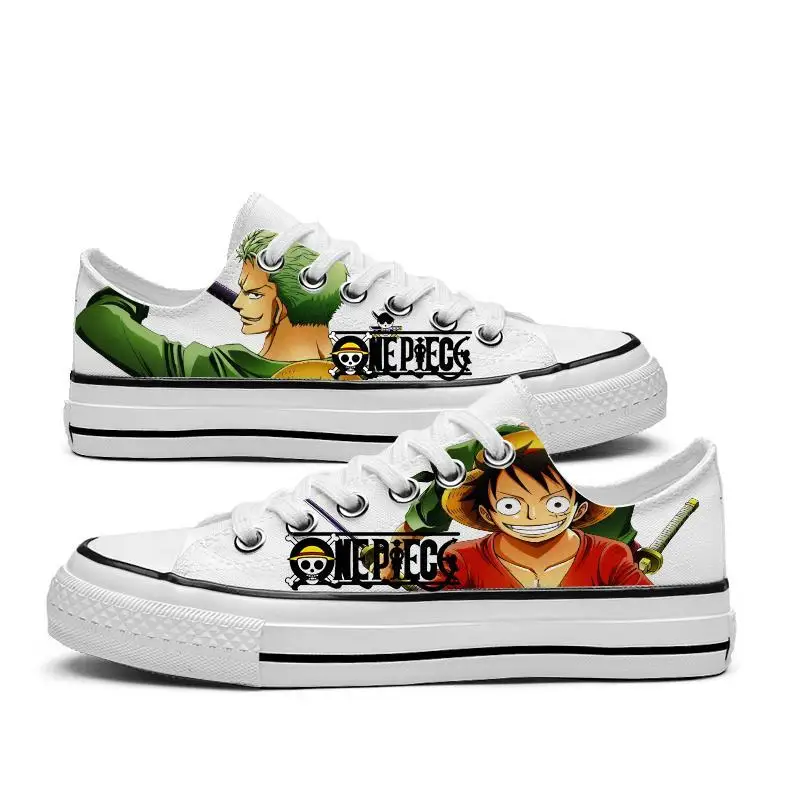 2023 New Anime One Piece Fashion Low Canvas Shoes Sneakers Luffy Roronoa Zoro Ace Men Women 11 - One Piece Shoes Store