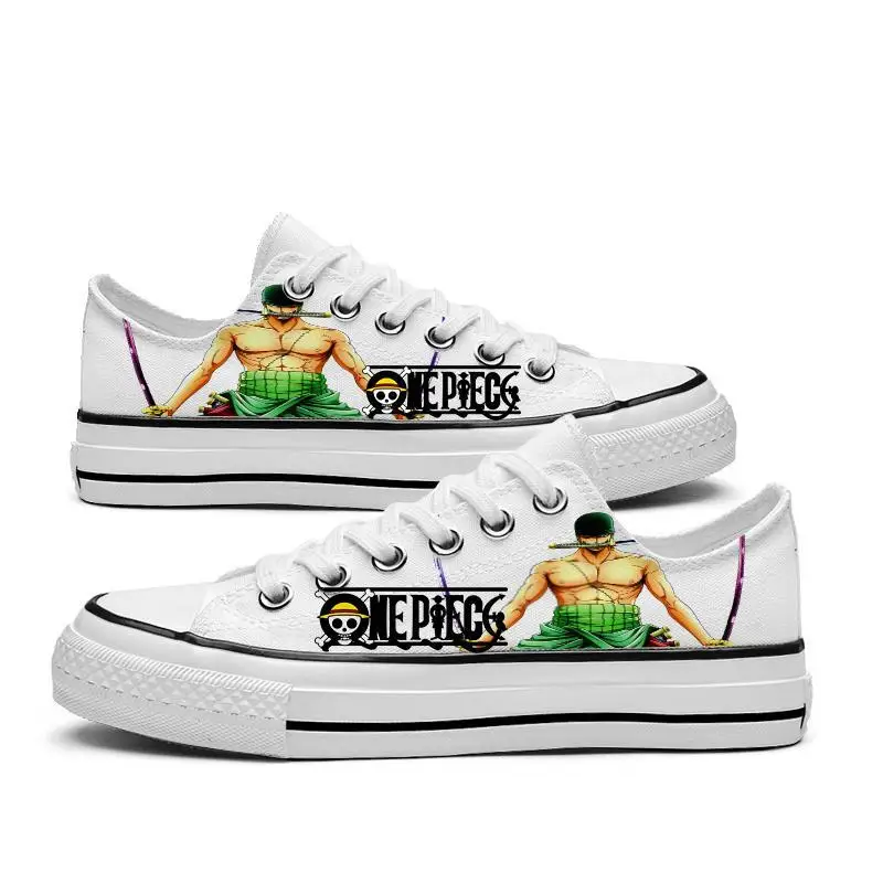 2023 New Anime One Piece Fashion Low Canvas Shoes Sneakers Luffy Roronoa Zoro Ace Men Women 13 - One Piece Shoes Store