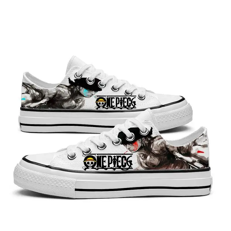 2023 New Anime One Piece Fashion Low Canvas Shoes Sneakers Luffy Roronoa Zoro Ace Men Women 18 - One Piece Shoes Store
