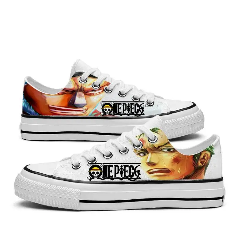 2023 New Anime One Piece Fashion Low Canvas Shoes Sneakers Luffy Roronoa Zoro Ace Men Women 4 - One Piece Shoes Store