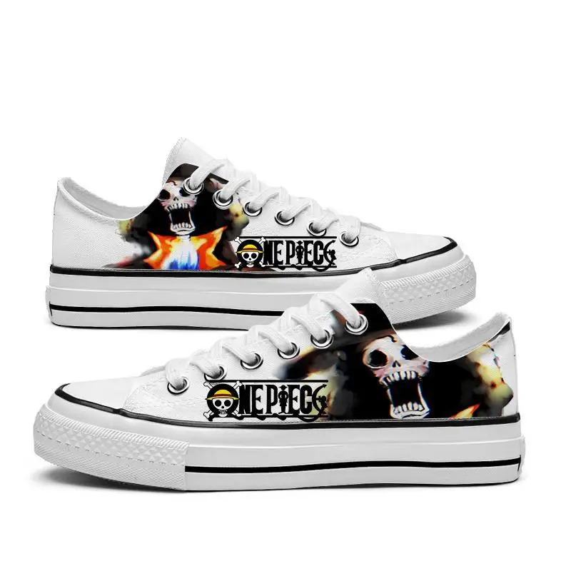 2023 New Anime One Piece Fashion Low Canvas Shoes Sneakers Luffy Roronoa Zoro Ace Men Women 5 - One Piece Shoes Store