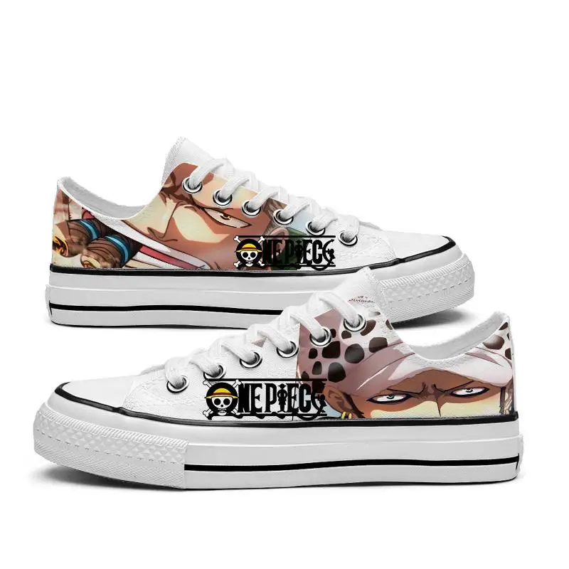 2023 New Anime One Piece Fashion Low Canvas Shoes Sneakers Luffy Roronoa Zoro Ace Men Women 7 - One Piece Shoes Store