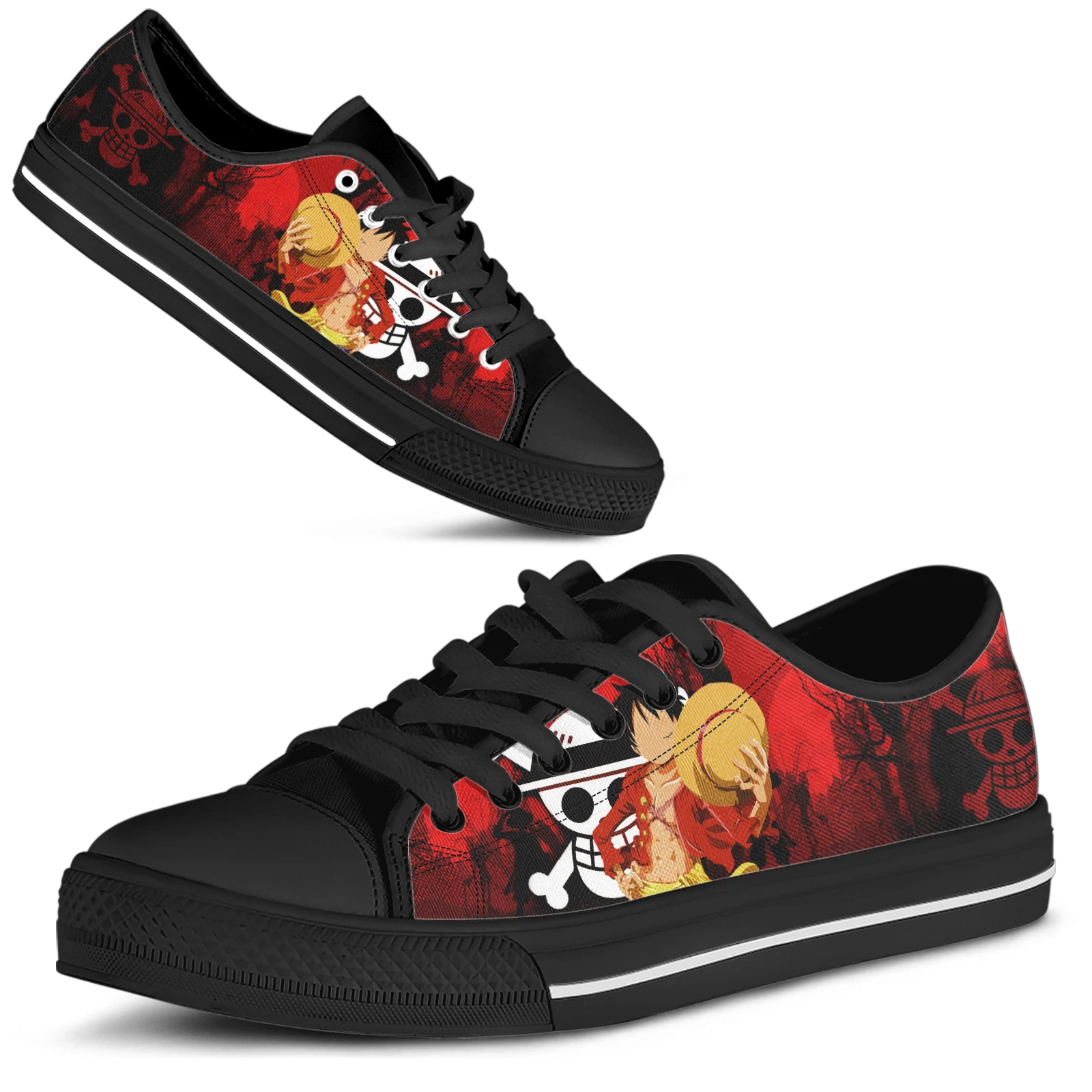 ELVISWORDS One Piece Sneakers Cartoon Anime Low top Lace up Shoes One Piece Anime Designer Brand 4 - One Piece Shoes Store