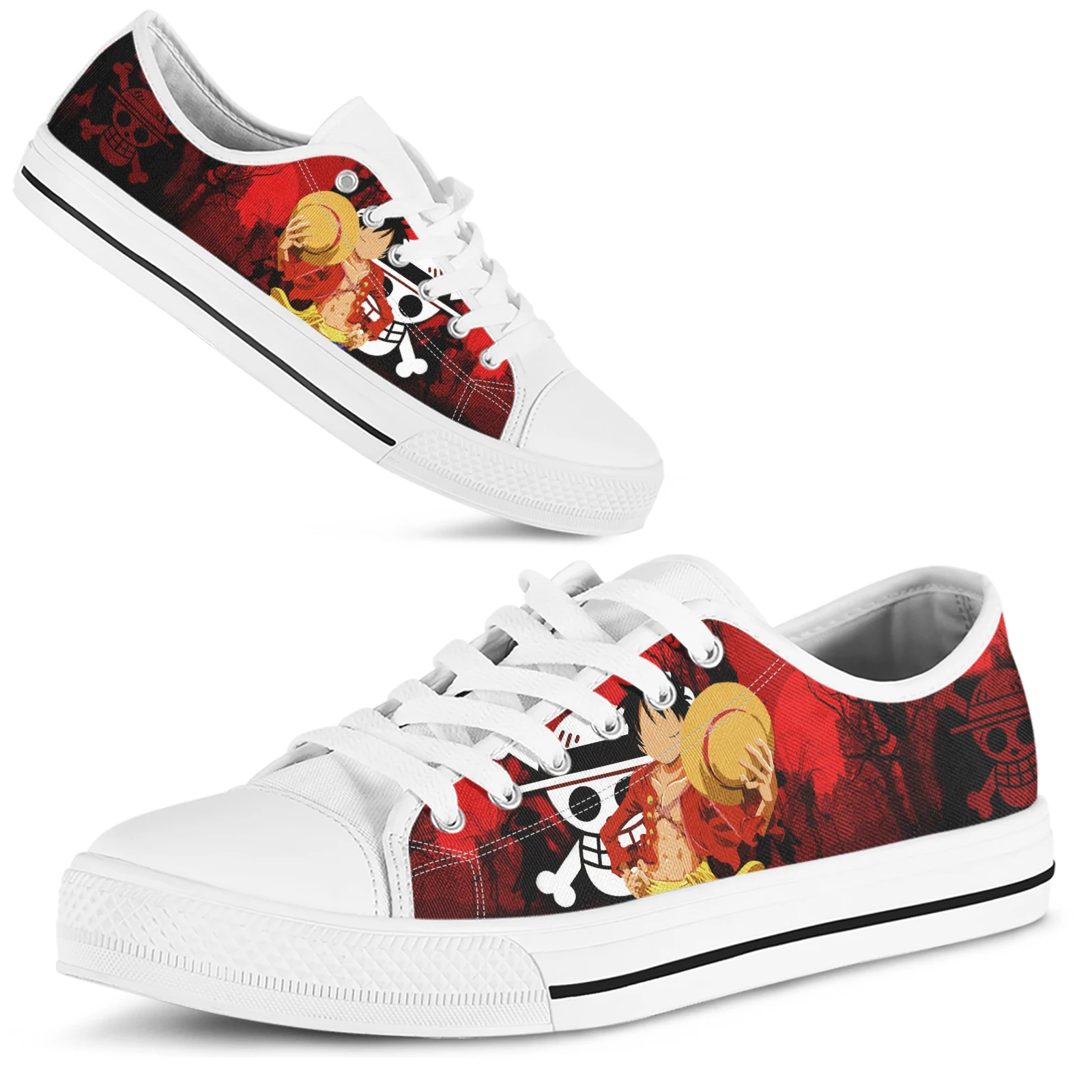 ELVISWORDS One Piece Sneakers Cartoon Anime Low top Lace up Shoes One Piece Anime Designer Brand 5 - One Piece Shoes Store