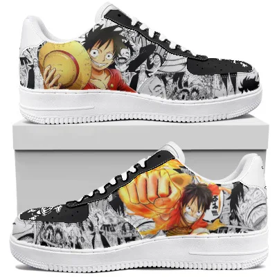 Kawaii Cartoon Animation One Piece Luffy High Top Sneakers for Men and Women Front Lace Up 1 - One Piece Shoes