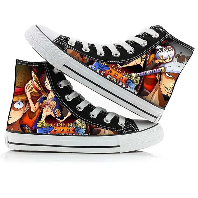 New Anime One Piece Printing High Top Canvas Shoes Sneakers Luffy Roronoa Zoro Ace Men Women 15 - One Piece Shoes Store