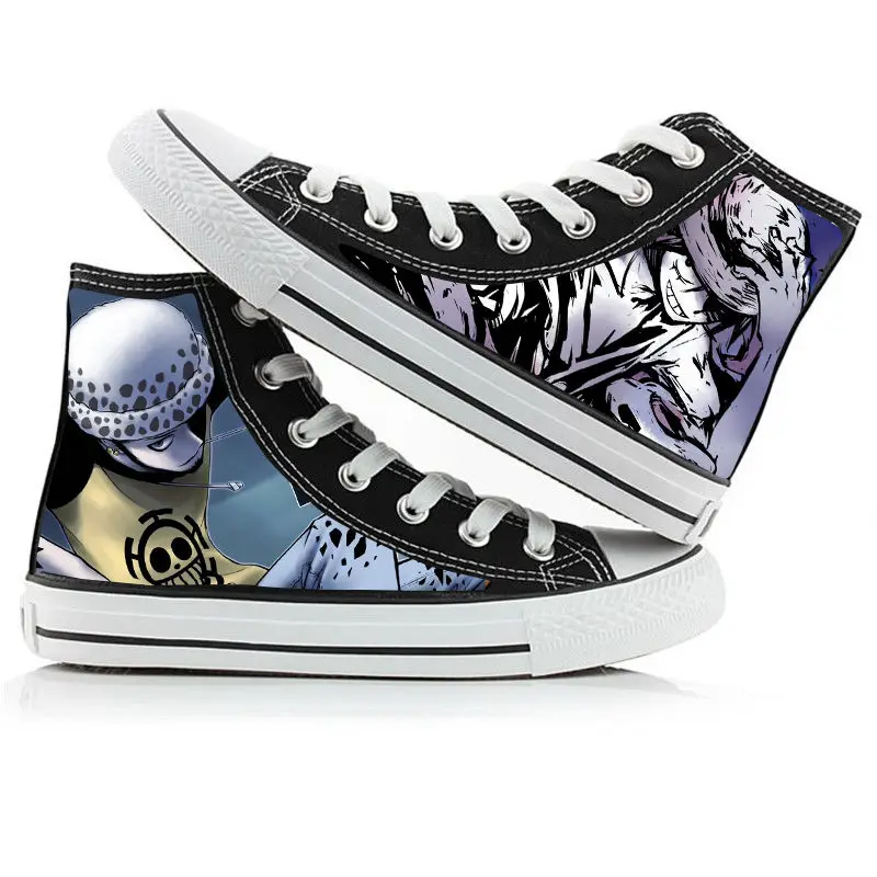 New Anime One Piece Printing High Top Canvas Shoes Sneakers Luffy Roronoa Zoro Ace Men Women 18 - One Piece Shoes Store