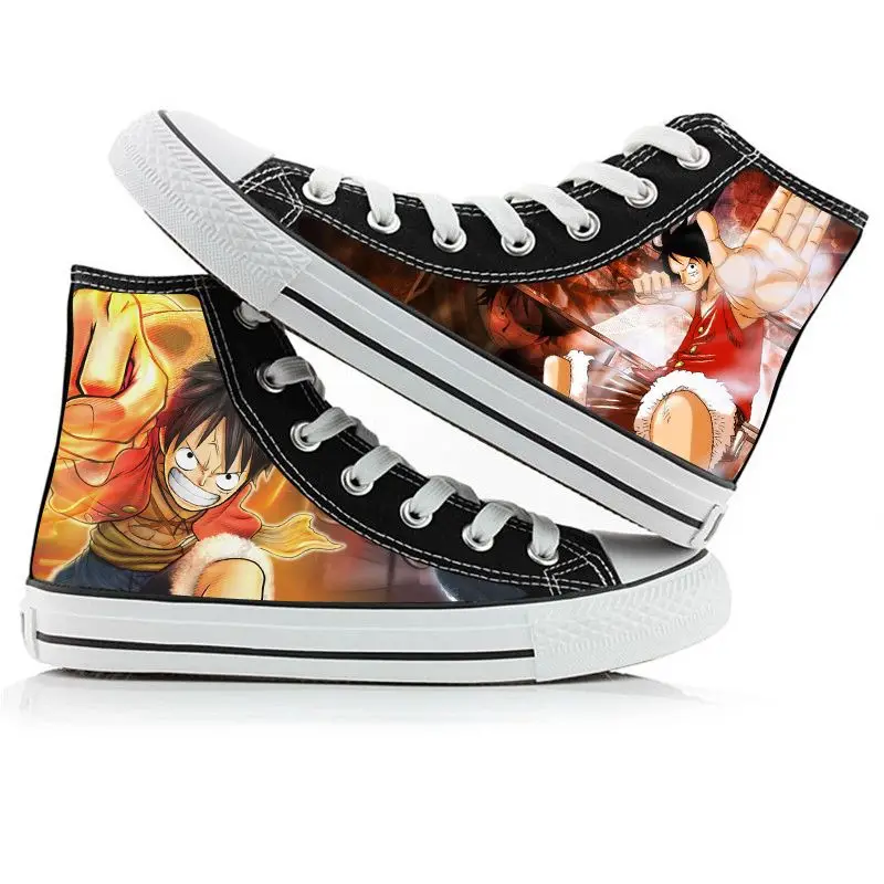 New Anime One Piece Printing High Top Canvas Shoes Sneakers Luffy Roronoa Zoro Ace Men Women 21 - One Piece Shoes Store