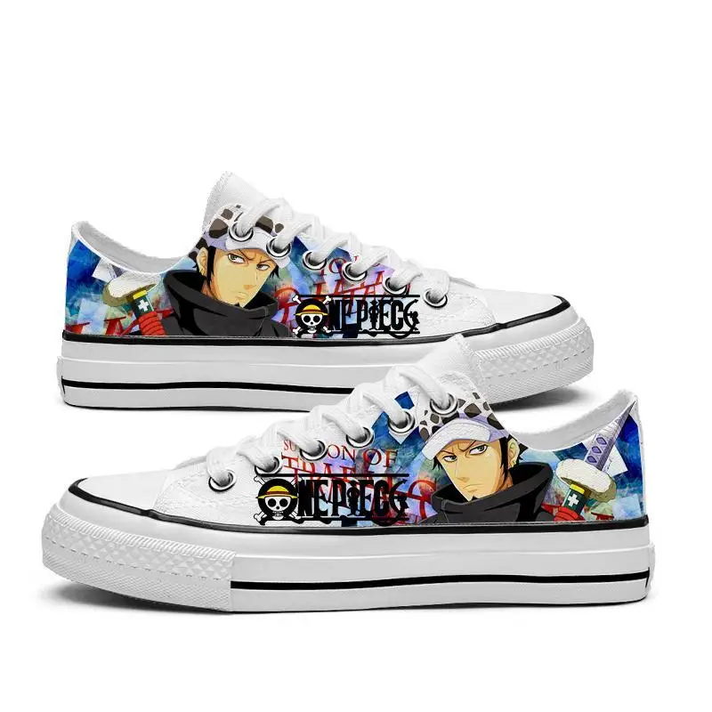 One Piece Luffy Roronoa Zoro Autumn New White Canvas Shoes Low Heel Canvas Shoes Casual Shoes 13 - One Piece Shoes Store