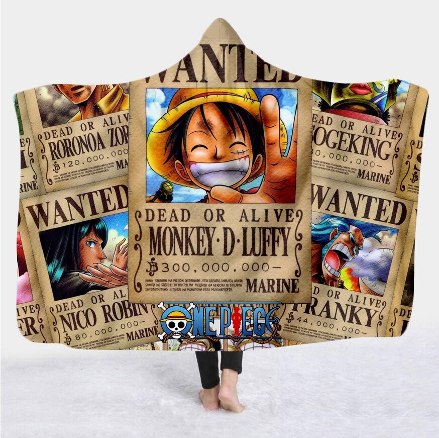 Anime One Piece WANTED Wearable Hooded Blanket
