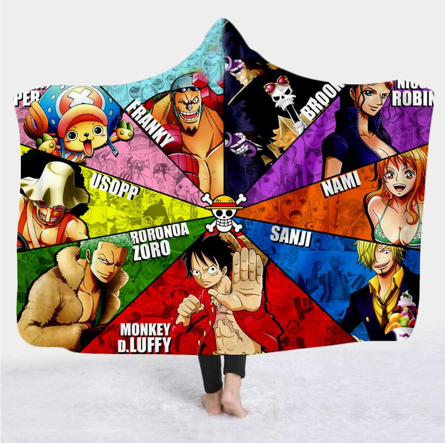 One Piece Characters Wearable Hooded Blanket