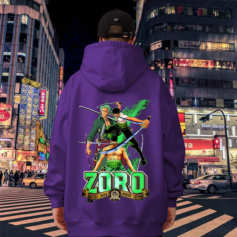 kf S043a489ed1924e42af50b0ccdbddb990K Anime ONE PIECE Hoodies Roronoa Zoro casual men s and women s pullover role playing clothing - One Piece Shoes Store