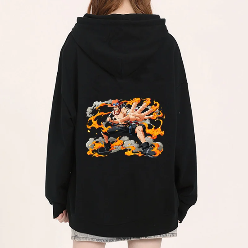 kf S413d79a12acf4f3eb2b4d54f0de441d0q Anime ONE PIECE Hoodies Portgas D Ace casual men s and women s pullover role playing - One Piece Shoes Store
