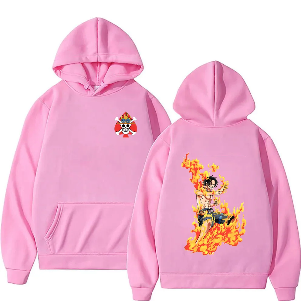 kf S4f76bc60e49d456d8d5e3b2a9d4bab18U Anime ONE PIECE Hoodies Portgas D Ace casual men s and women s pullover role playing - One Piece Shoes Store